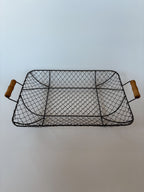 French Metal Wire Fruit Basket with Wooden Handles