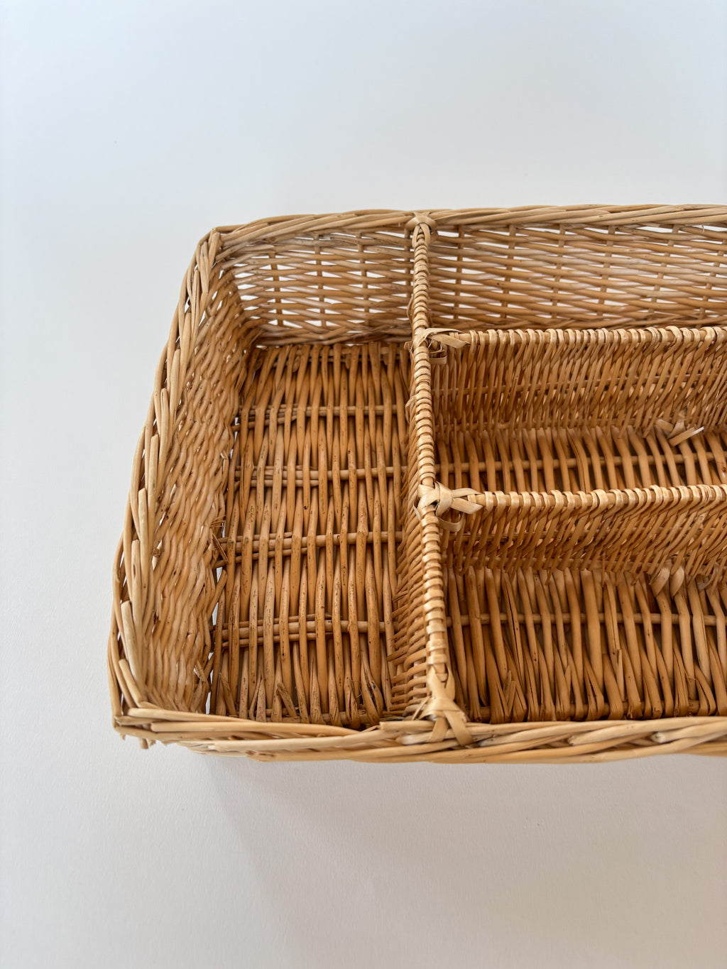Vintage Handwoven Wicker Cutlery Organizer 2