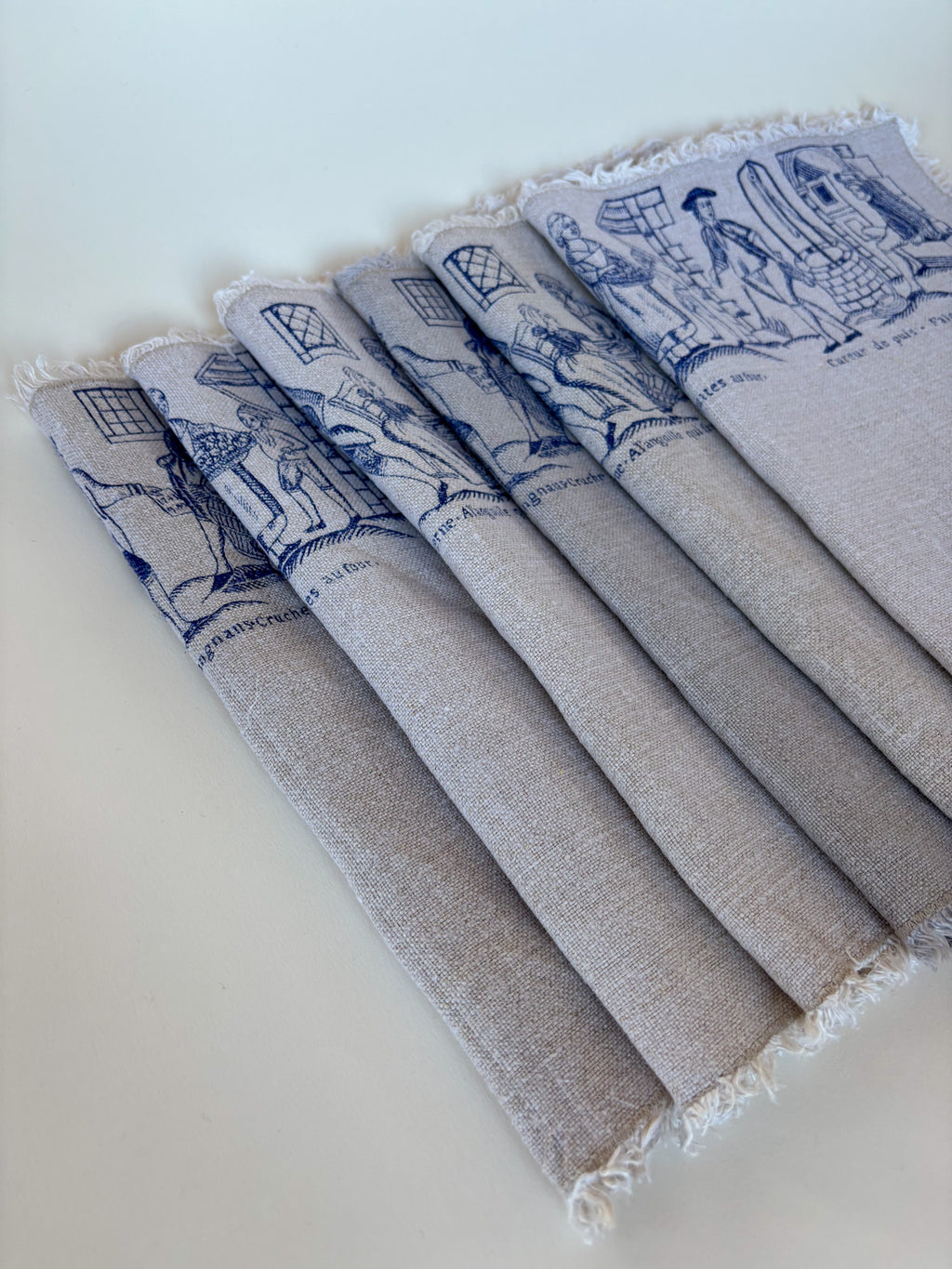 Set of Six Vintage Linen Placemats