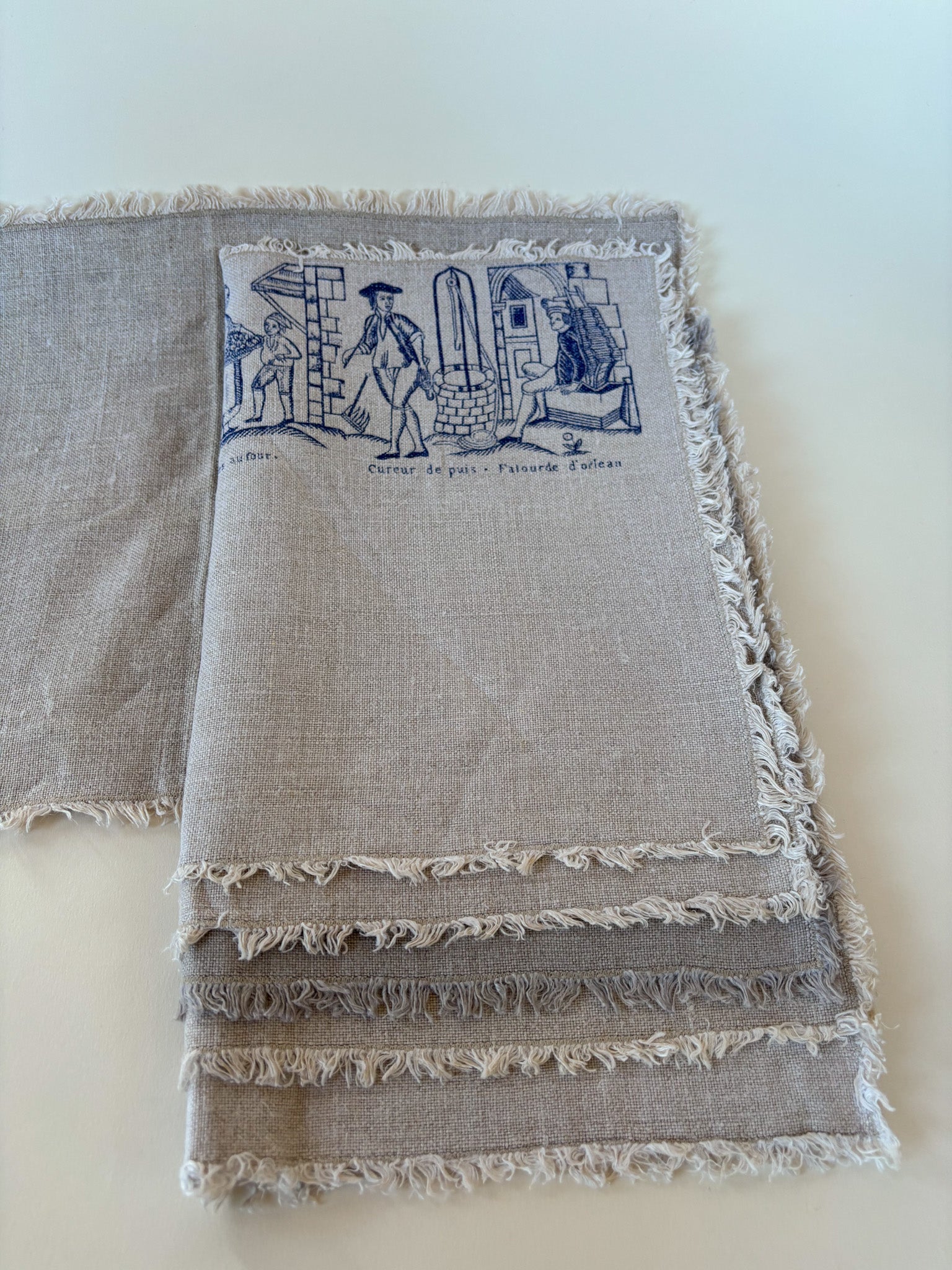 Set of Six Vintage Linen Placemats