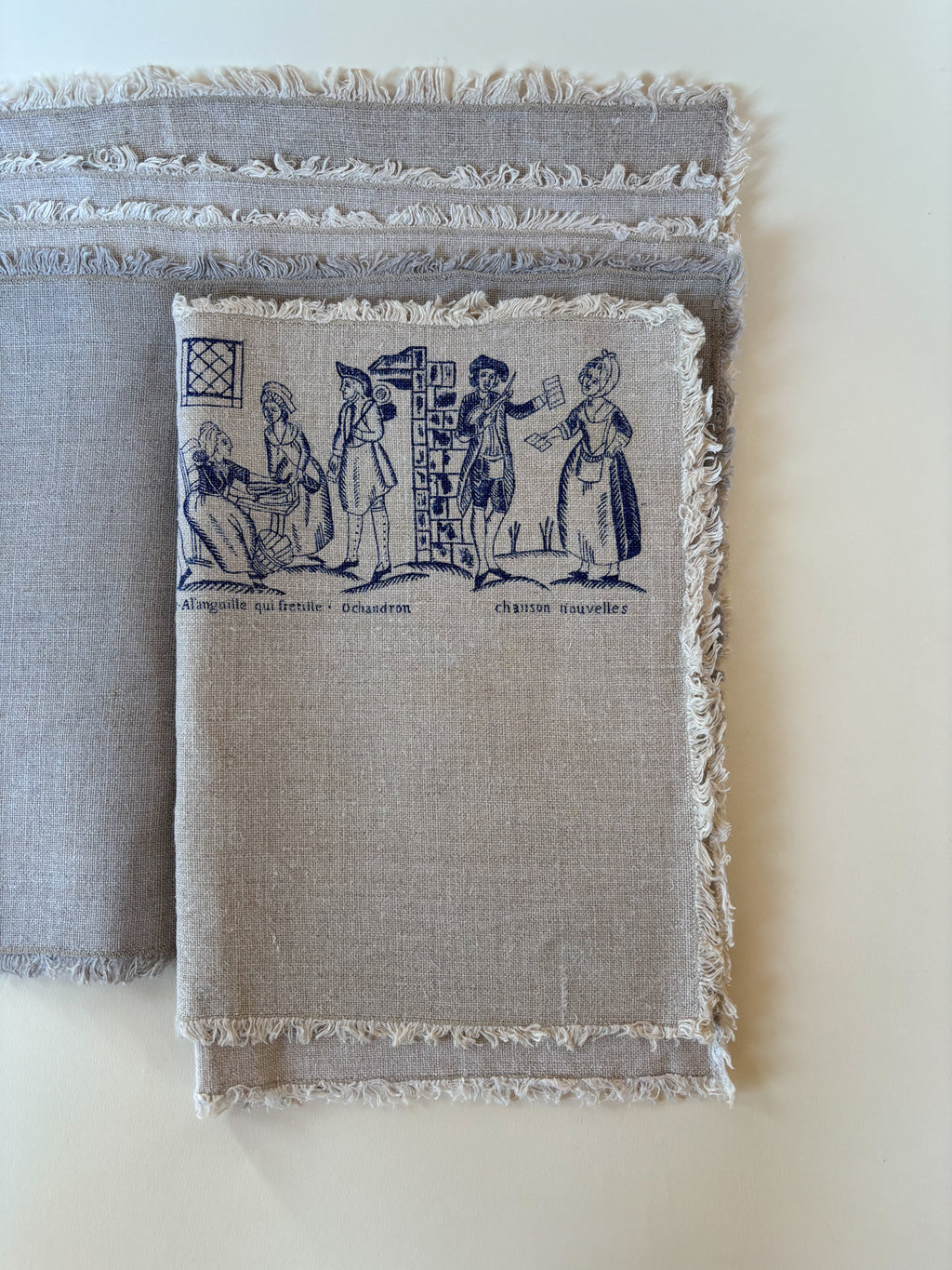 Set of Six Vintage Linen Placemats