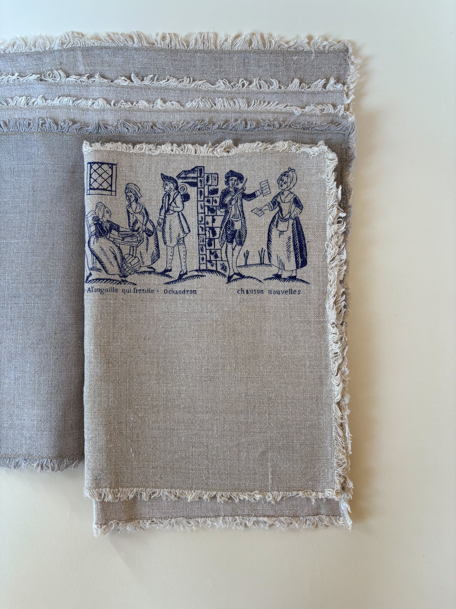Set of Six Vintage Linen Placemats