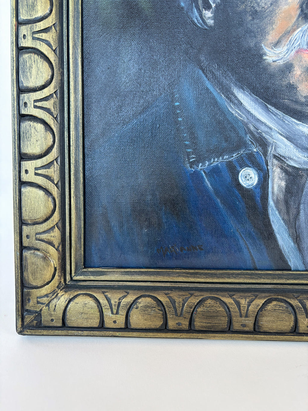 Vintage French Oil Painting of a Miner on Canvas