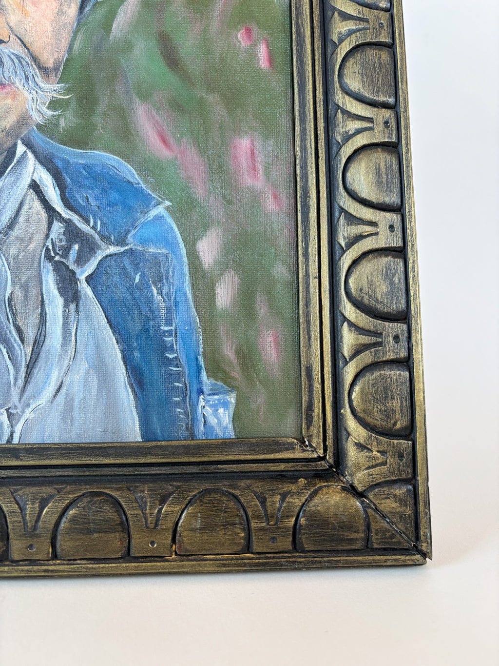 Vintage French Oil Painting of a Miner on Canvas