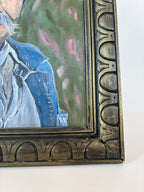 Vintage French Oil Painting of a Miner on Canvas