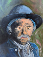 Vintage French Oil Painting of a Miner on Canvas