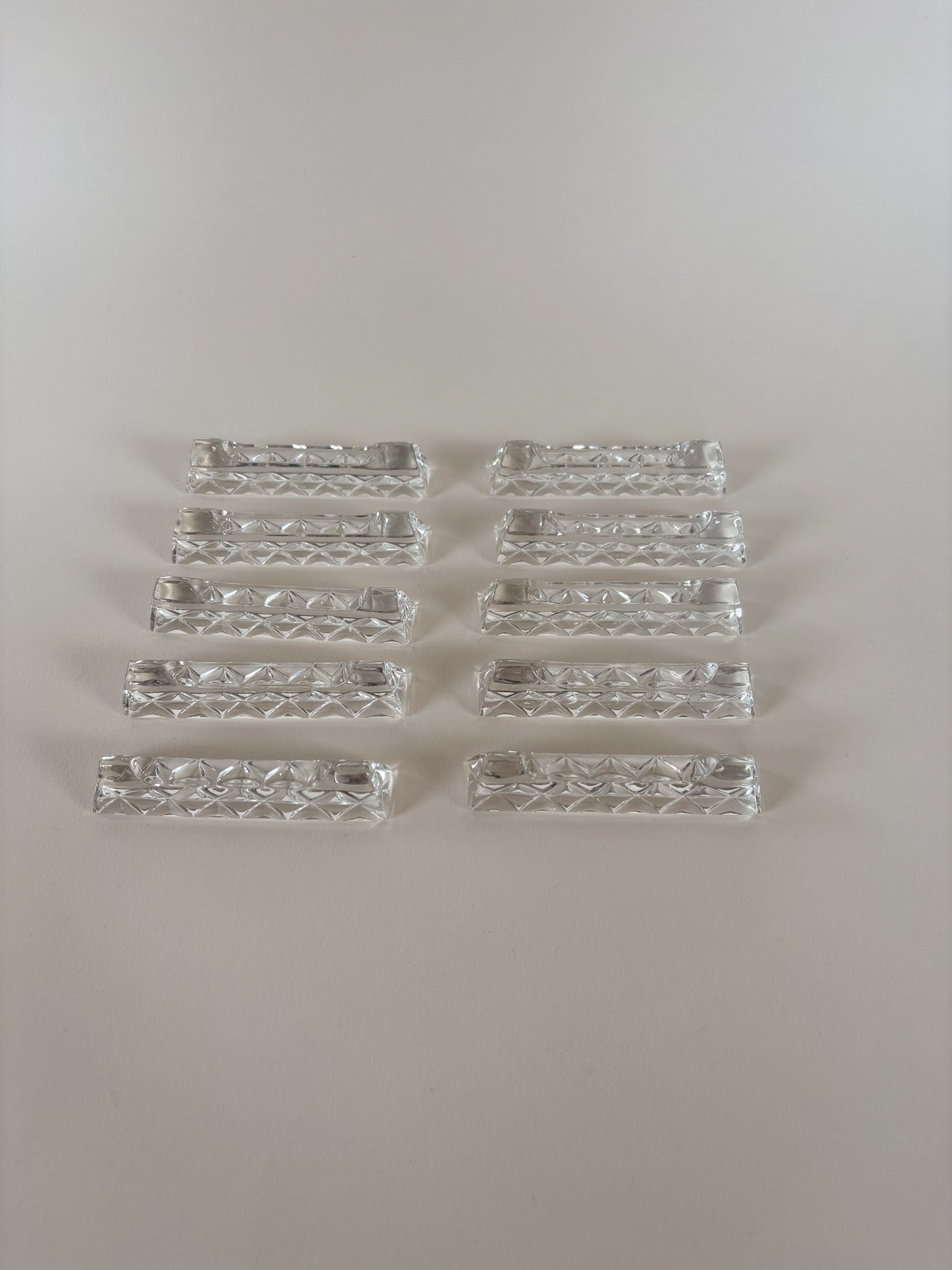 Set of Ten Vintage Glass Knife Rests