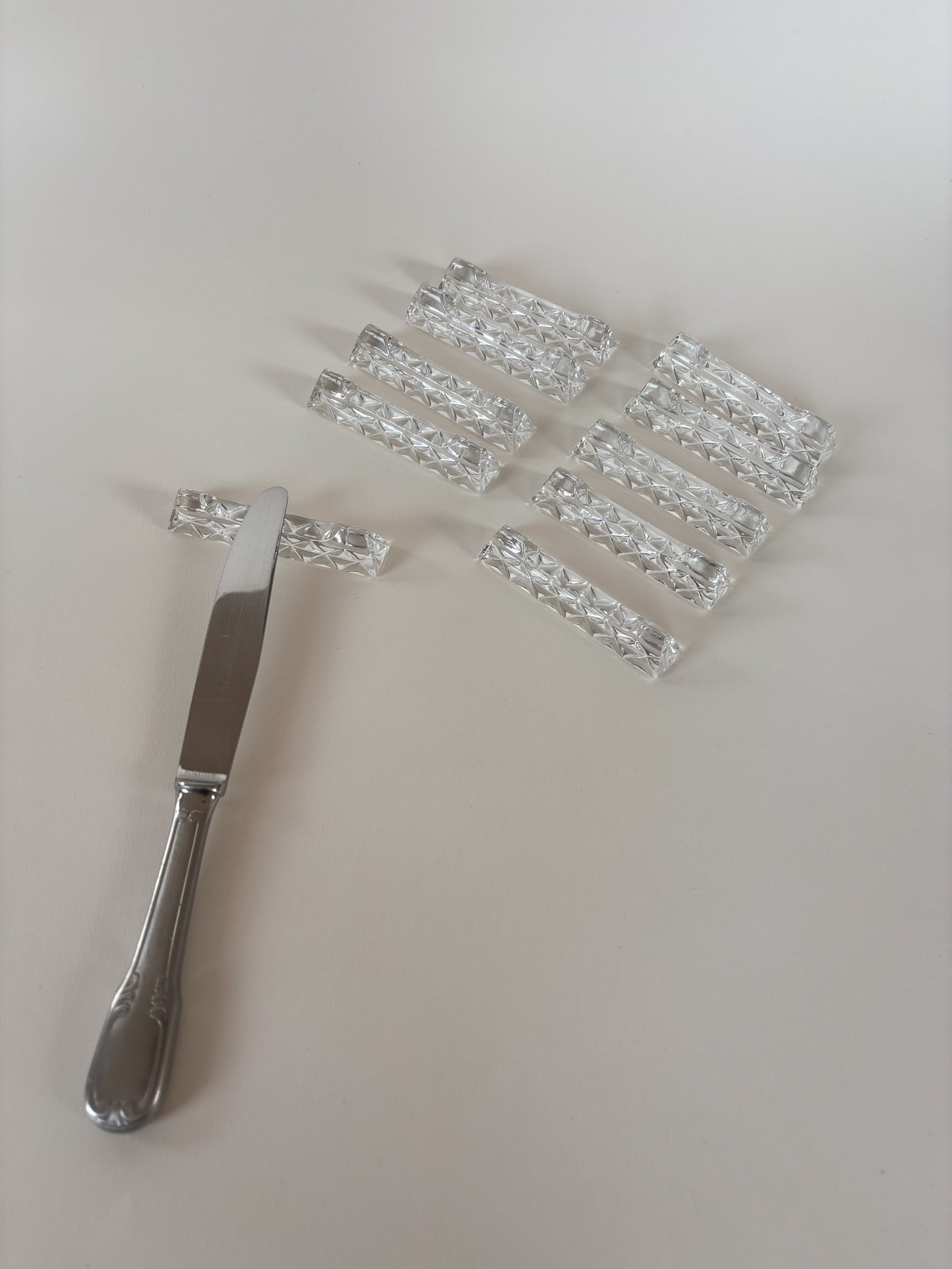 Set of Ten Vintage Glass Knife Rests