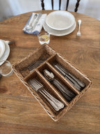 Vintage Handwoven Wicker Cutlery Organizer 1