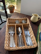 Vintage Handwoven Wicker Cutlery Organizer 1