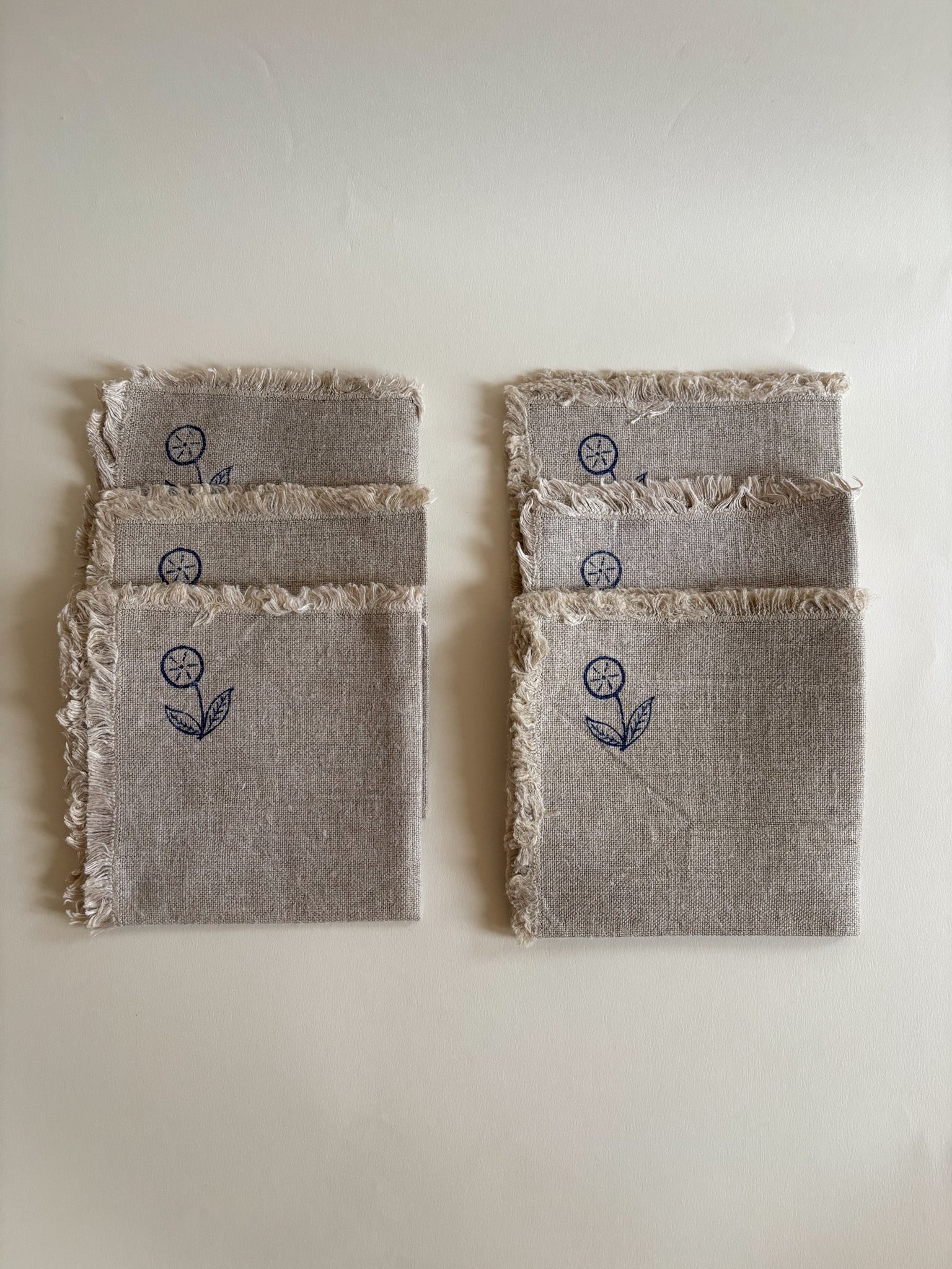 Set of Six Vintage Linen Napkins
