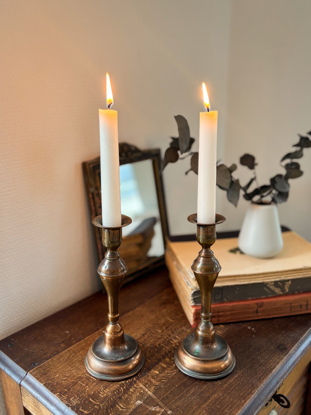 A Vintage Pair of Copper Candlesticks