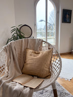 Vintage Round Mirror with Natural Bamboo Frame