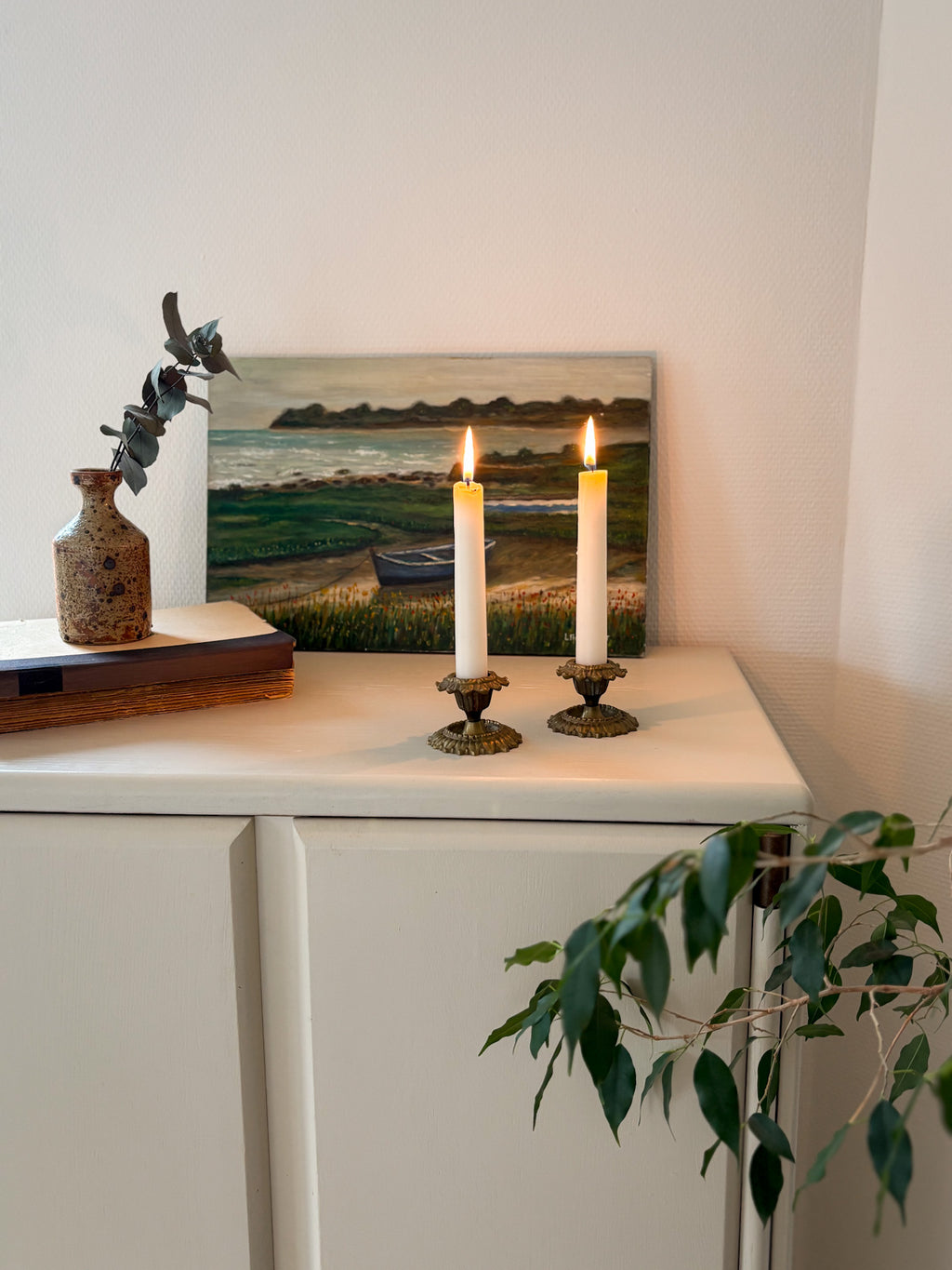 Pair of Vintage Brass Candleholders