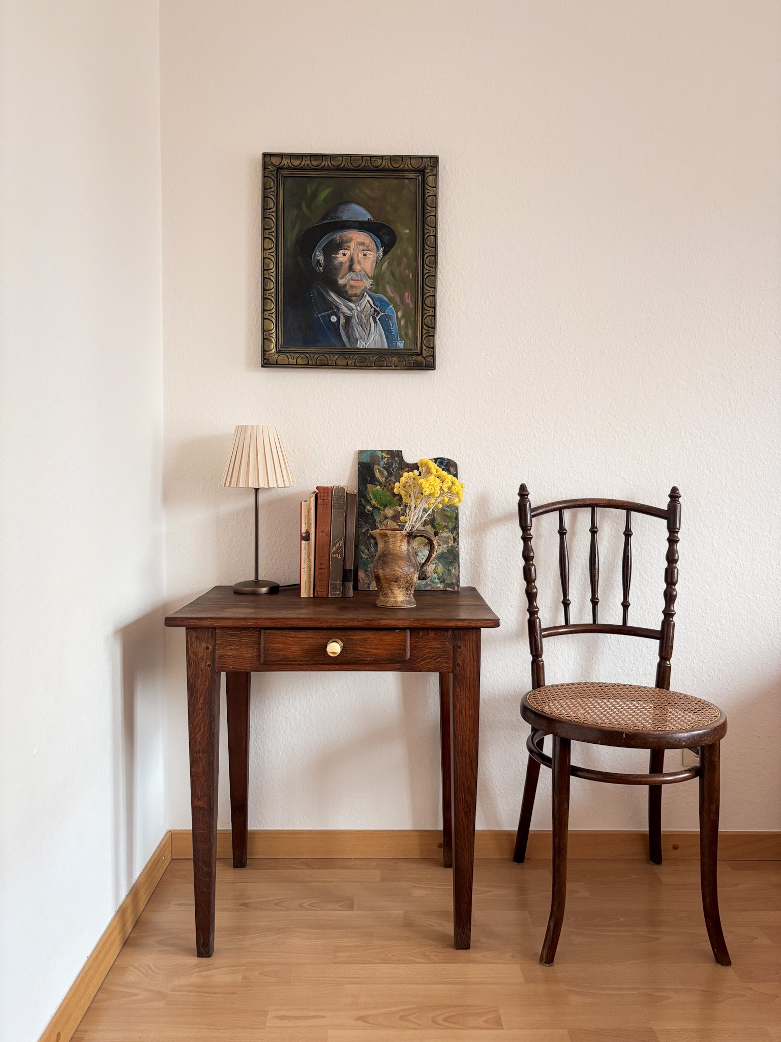 Vintage French Oil Painting of a Miner on Canvas