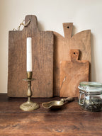 Vintage Medium Brass Grain Scoop with Wooden Handle