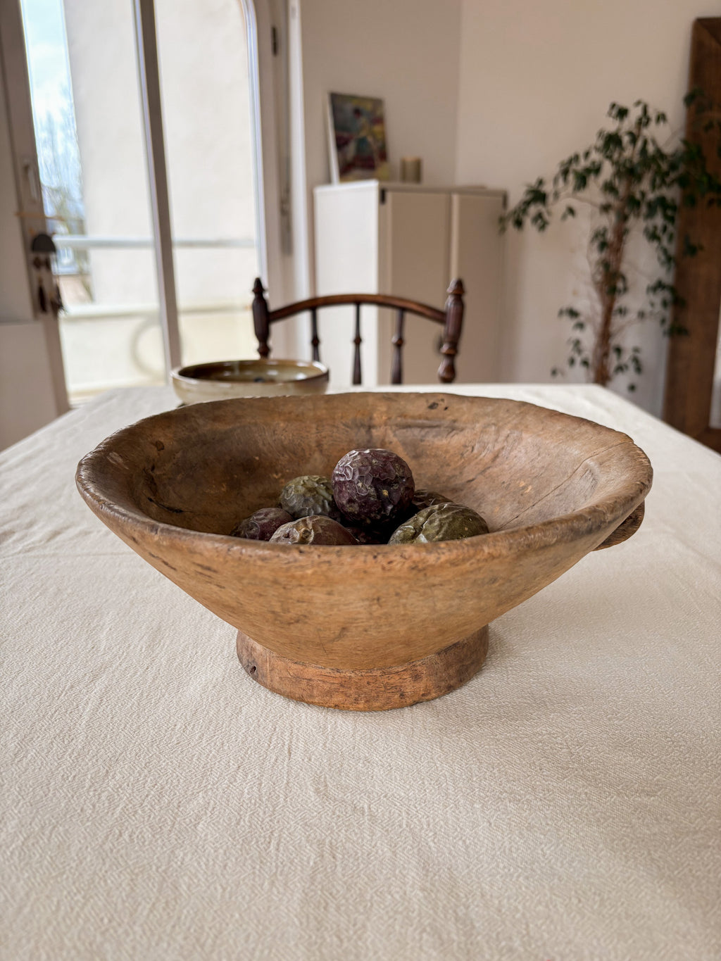 Hand-Carved East African Wooden Bowl