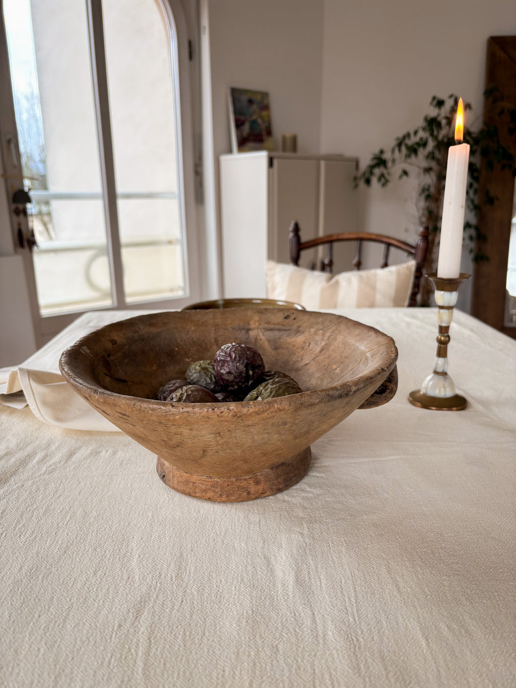 Hand-Carved East African Wooden Bowl