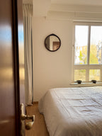 Vintage Round Mirror with Natural Bamboo Frame