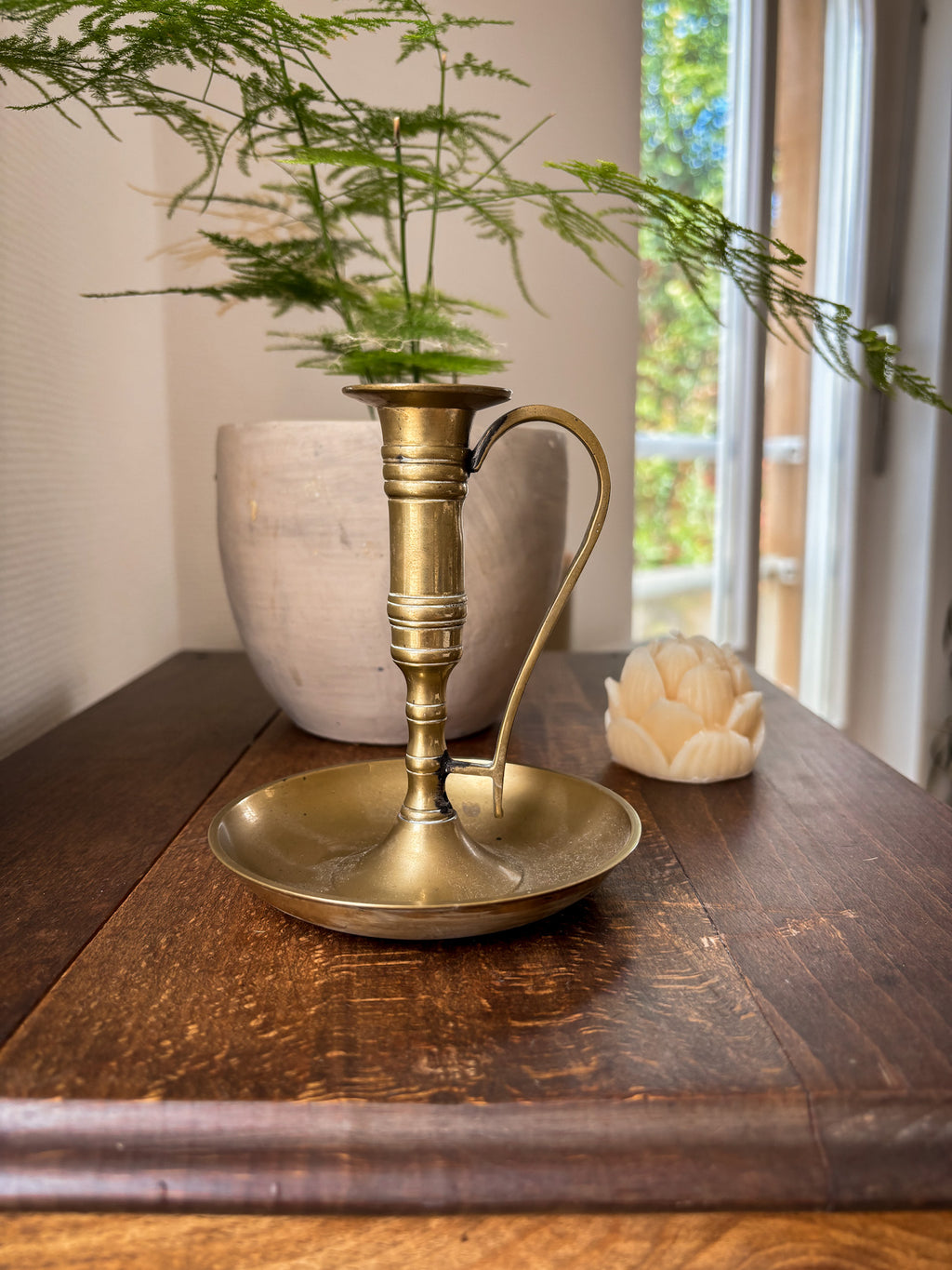 Vintage brass Chamberstick candle holder