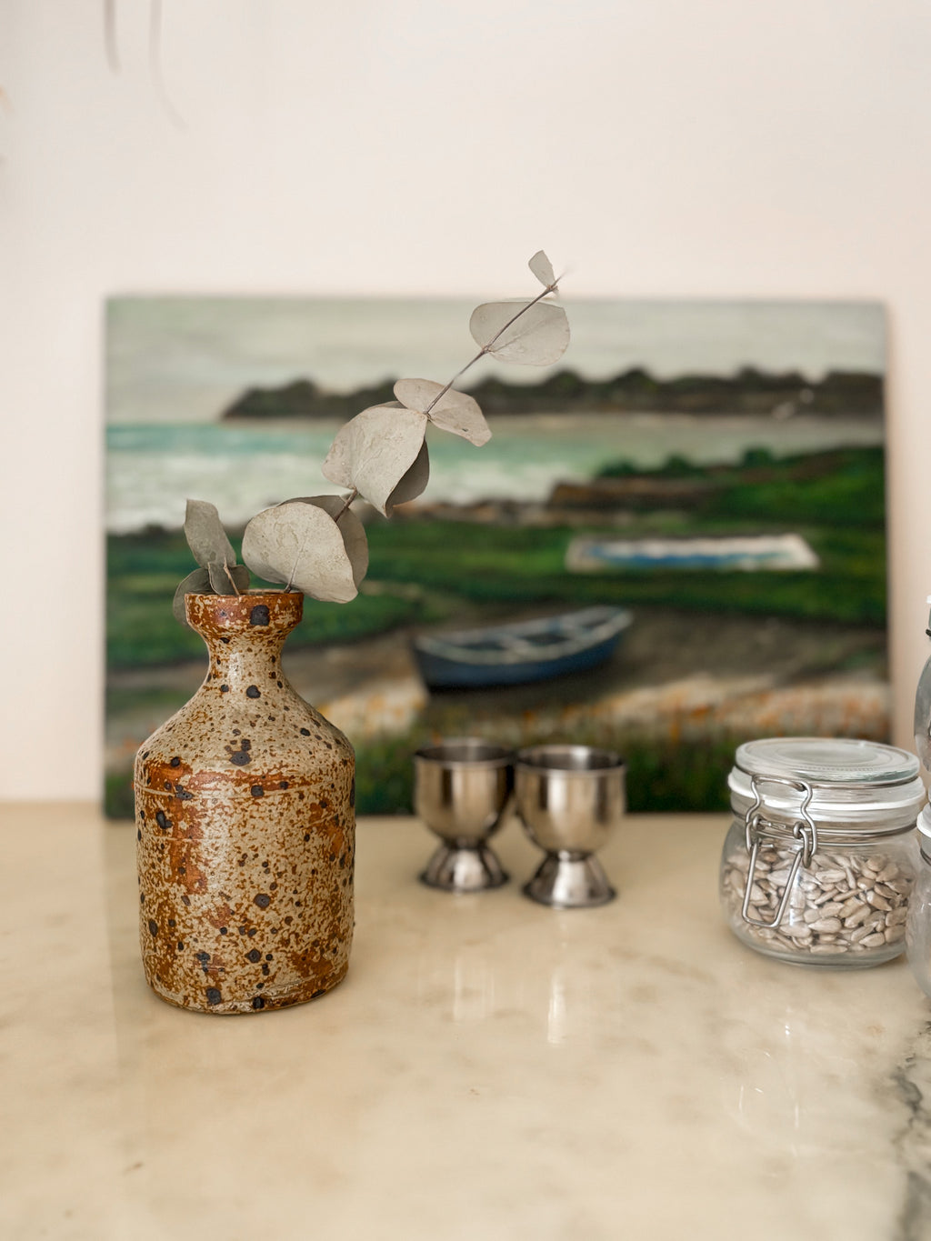 Vintage Stoneware Bottle Vase