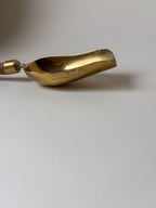 Vintage Large Brass Grain Scoop with Wooden Handle