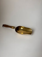Vintage Large Brass Grain Scoop with Wooden Handle