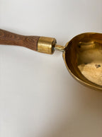 Vintage Large Brass Grain Scoop with Wooden Handle