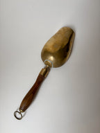 Vintage Large Brass Grain Scoop with Wooden Handle