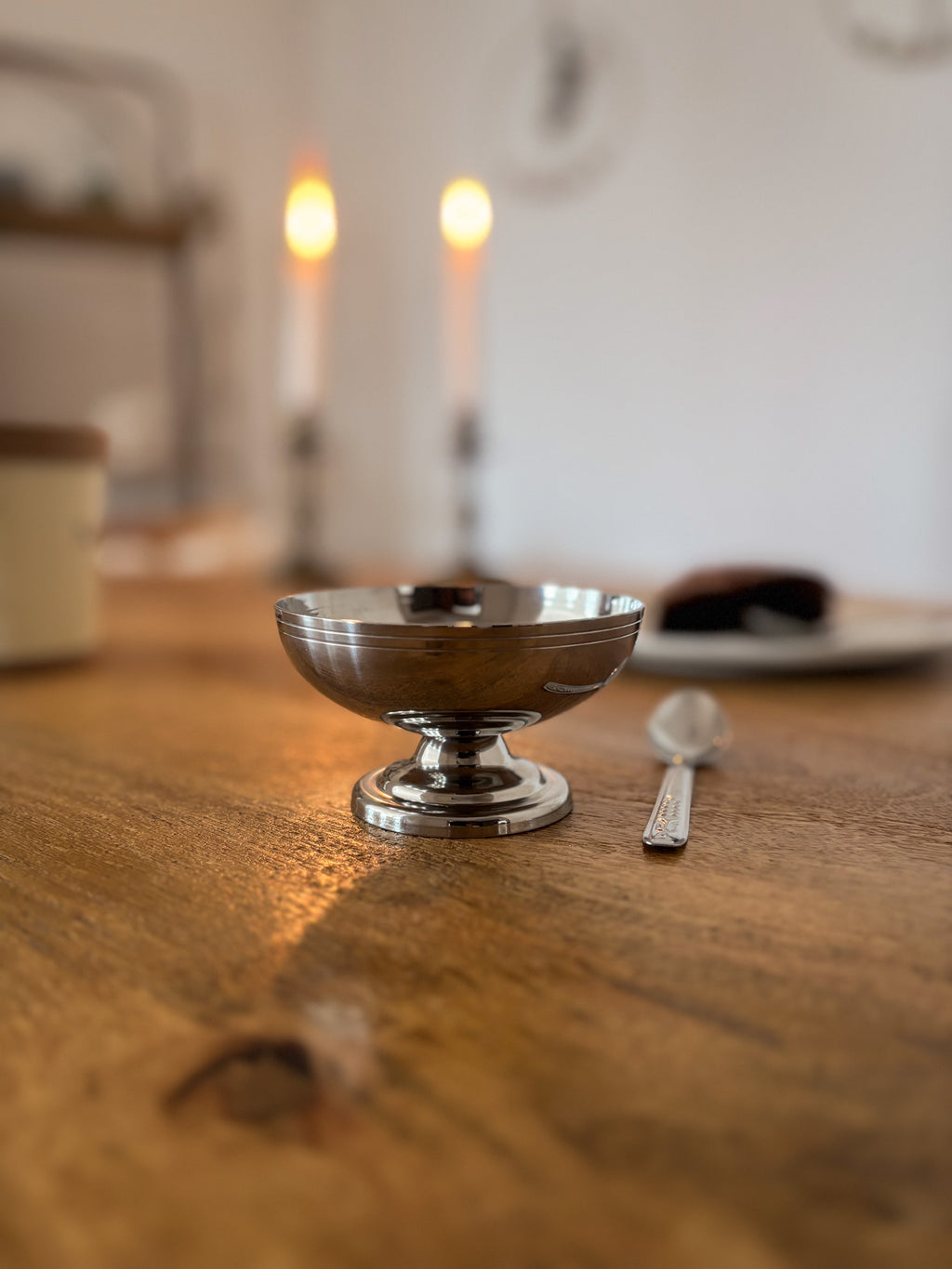 stainless steel dessert cup by L'Étang & Rémy arranged on a neutral surface