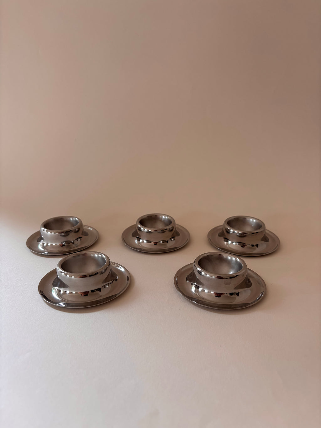 Set of 5 Vintage Stainless Steel Egg Cups from Germany