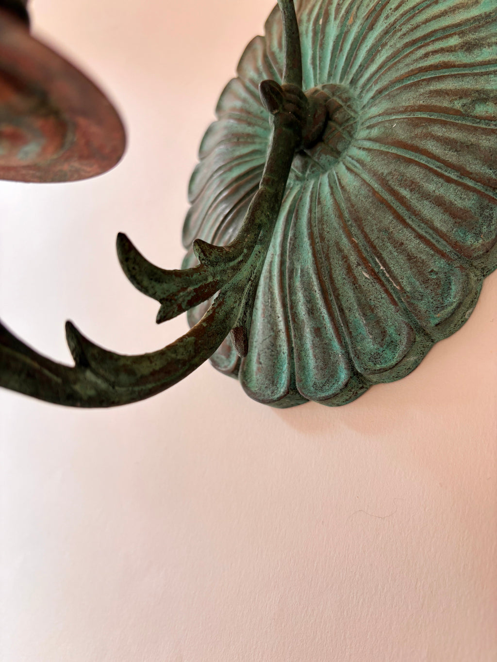 close up vintage brass wall candle sconce 