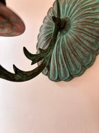 close up vintage brass wall candle sconce 