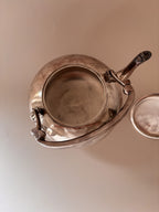 Top view of a vintage silver-plated teapot 